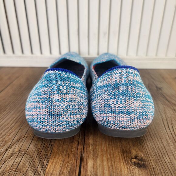 Rothy's The Loafer Womens Sz 7.5 Turquoise Melange Knit Flats Slip On Shoes Low - Picture 4 of 9